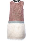MSGM Faux Fur Panel Dress - Lyst