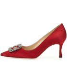 Manolo Blahnik Hangisi Satin Crystal-Toe Pump - Lyst
