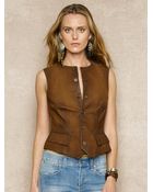 Ralph Lauren Blue Label Distressed Leather Vest - Lyst
