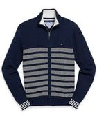 Tommy Hilfiger Front Zip Stripe Sweater - Lyst