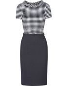 Oscar de la Renta Gingham Wool Blend Dress - Lyst