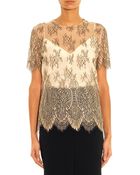 Freda Notch Lace Top - Lyst