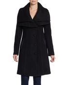 Saks Fifth Avenue Black Label Knit Collar Wool Coat - Lyst