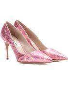 Miu Miu Embroidered Lamé Pumps - Lyst
