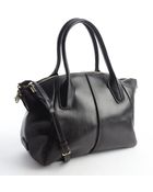 Tod's Black Leather Convertible Top Handle Satchel - Lyst