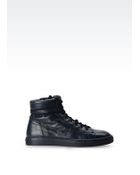 Armani High Top Sneaker In Leather - Lyst