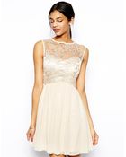 Little Mistress Skater Dress With Vintage Lace Bodice - Lyst