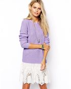 Asos Sweater Dress in Rib Knit with Lace Skirt - Lyst