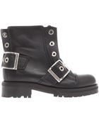 Alexander McQueen Buckled Leather Biker Boots - Lyst