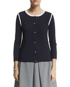 Anne Klein Three-quarter Sleeve Cardigan - Lyst