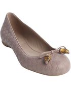 Gucci Powder Ssima Bow Tie Detail Ballet Flats - Lyst