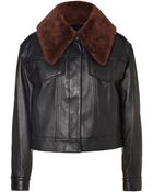 3.1 Phillip Lim Leather Bomber With Shearling Collar - Lyst