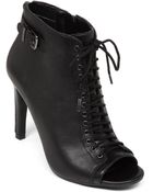 Jessica Simpson Erlene Leather Lace-Up Peep-Toe Booties - Lyst