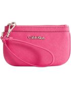 Calvin Klein Saffiano Leather Wristlet - Lyst