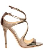 Jimmy Choo 100mm Lang Metallic Calfskin Sandals - Lyst