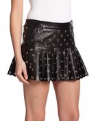 RED Valentino Eyelet Leather Skirt - Lyst