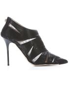 Jimmy Choo Black Suede And Snake Print 'Wister' Booties - Lyst