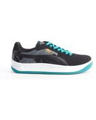 Puma Black And Grey Leather And Nylon Lace Up Sneakers - Lyst