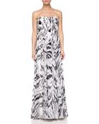 Halston Heritage Strapless Printed Crinkled Chiffon Gown - Lyst