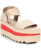 Stella McCartney Faux Suede Platform Sandals - Lyst