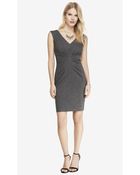 Express Ponte Knit V-Neck Ruched Sheath Dress - Lyst