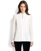 Akris Punto Embellished Silk Blouse - Lyst