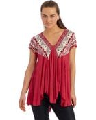 Free People Aztec Print V-Neck Blouse - Lyst