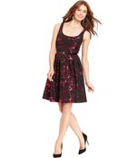 Eliza J Contrast Lace Belted Dress - Lyst