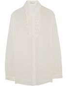 Saint Laurent Ruffled Silk-Georgette Blouse - Lyst