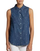 C&C California Anchor-Print Cotton Chambray Shirt - Lyst