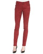 Christopher Blue Mid-Rise Leopard-Print Skinny Jeans - Lyst