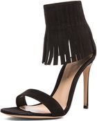 Gianvito Rossi Suede Fringe Ankle Heels - Lyst
