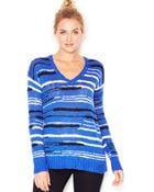 Kensie Long-Sleeve V-Neck Striped Sweater (Only At Macy'S) - Lyst