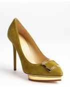 Charlotte Olympia Moss Green Suede 'Fairest Of Them All' Platform Pumps - Lyst