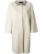 Ermanno Scervino Embellished Neck Coat - Lyst