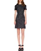 Michael Kors Leathersleeve Tweed Dress Blackbanker - Lyst