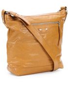 Balenciaga Brown Leather 'Day' Studded Shoulder Bag - Lyst