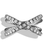 David Yurman Crossover Ring With Diamonds - Lyst