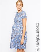 Asos Maternity Skater Dress In Textured Floral Print - Lyst