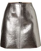 MSGM Coated Wool Metallic Mini Skirt - Lyst