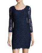 Diane von Furstenberg Zarita Long-Sleeve Lace Dress - Lyst