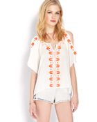 Forever 21 Whimsical Embroidered Peasant Top - Lyst