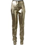 Lanvin Gold Lamé Pants - Lyst