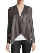 Donna Karan New York Draped Lambskin Leather and Jersey Jacket - Lyst