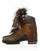 Fendi Haircalf Boots With Fox Fur - Lyst