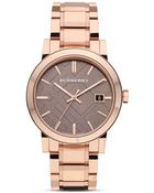 Burberry Rosegold Check Bracelet Watch 38mm - Lyst