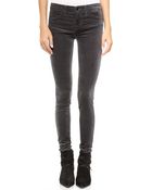 J Brand 485 Mid Rise Velvet Super Skinny Pants - Mercury - Lyst
