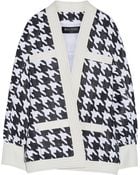 Balmain Leather-Trimmed Houndstooth Woven Jacket - Lyst