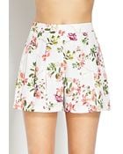 Forever 21 Floral Satin Pleated Shorts - Lyst