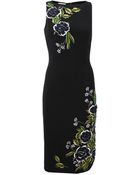 Oscar de la Renta Jewel Neck Flower Embroidered Dress - Lyst